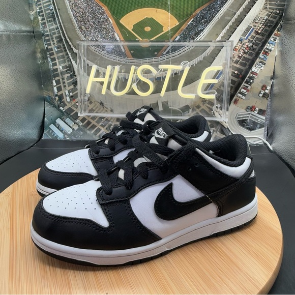 Nike Dunk Low Panda Sneakers Youth Size 3Y Black/White - Picture 2 of 11